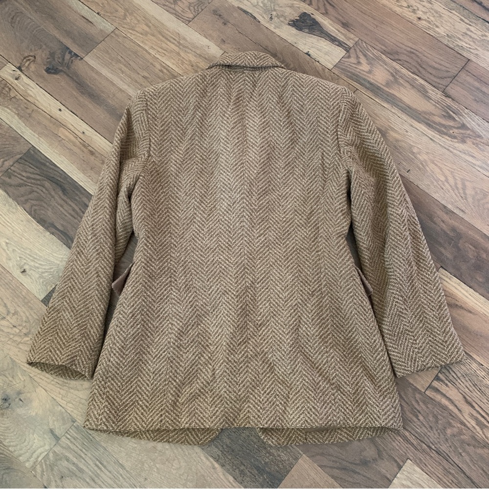 Emanuel Ungaro Vintage Designer Tan Wool Blazer Petite Size 4 - Picture 7 of 13